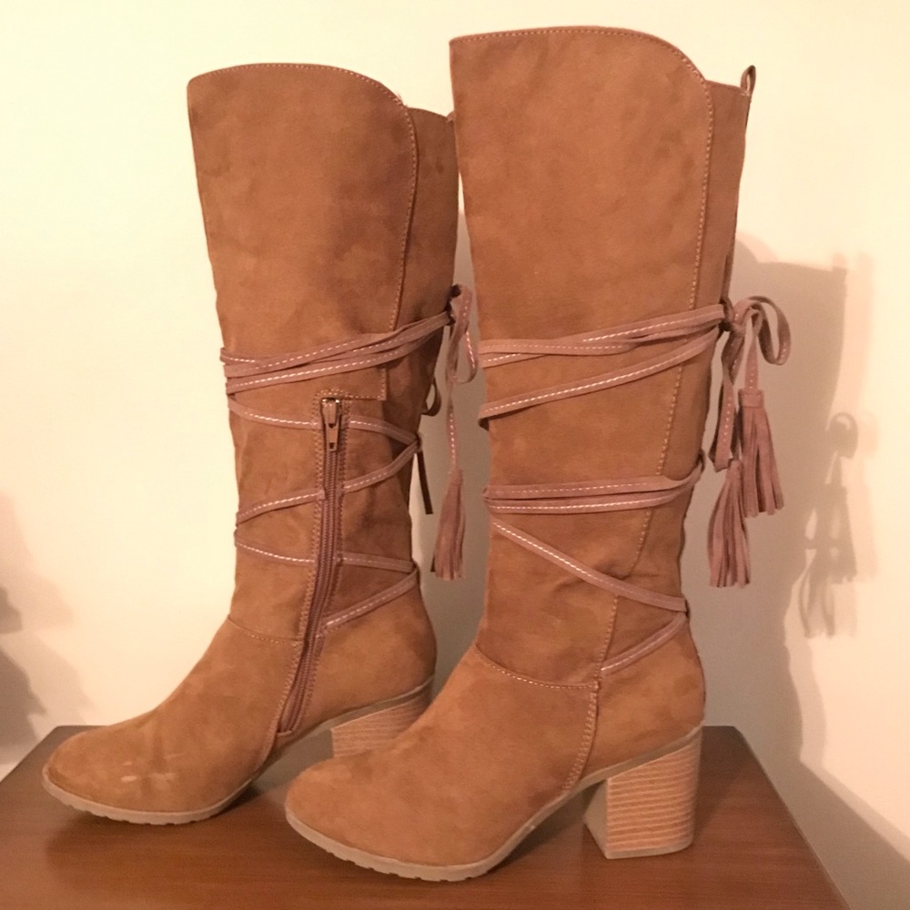 Tall faux suede boots